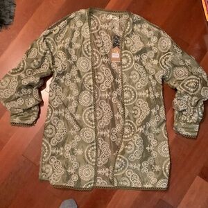 NWT Small Gimmicks Rustic Bones Embroidered Eyelet Kimono